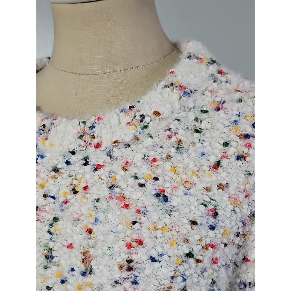 CeCe Women's Speckled Rainbow Confetti Bishop Sleeve Sweater Small - Picture 3 of 10